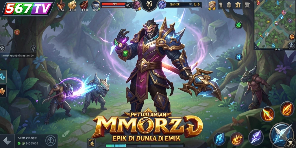 Screenshot gameplay 567TV menampilkan pertarungan seru dalam dunia MMORPG.