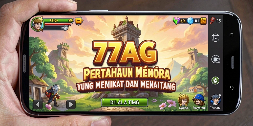 Tampilan gameplay Tower Defense yang seru dan menantang di 77AG.