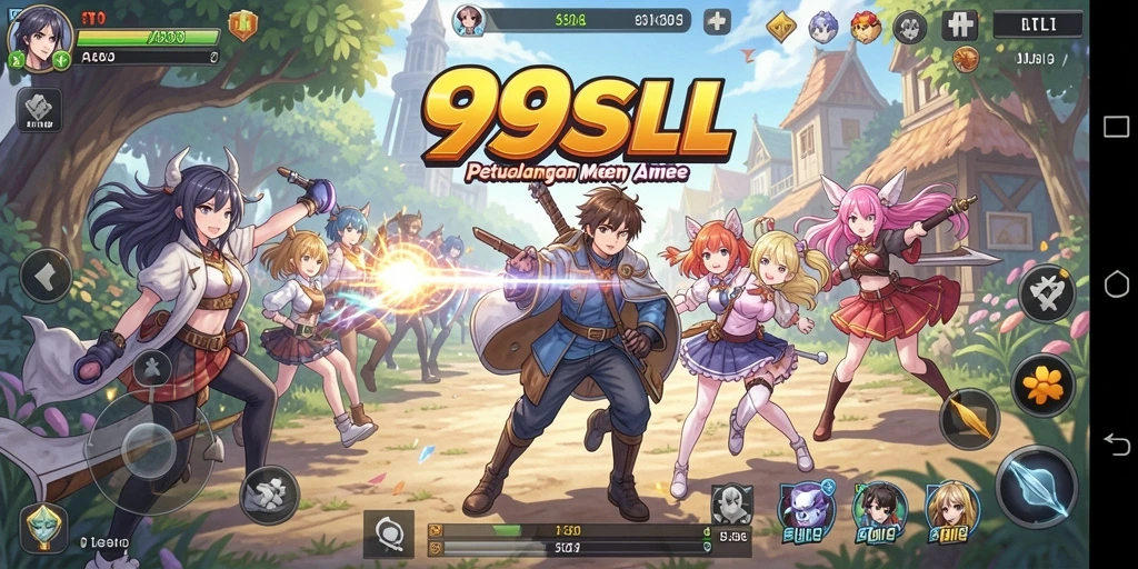 Screenshot gameplay 99SLL dengan karakter Anime menawan.