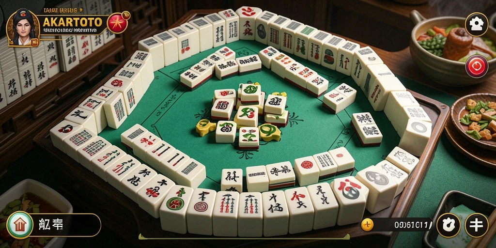 Tampilan gameplay Mahjong yang menyenangkan dan menantang di AKARTOTO.
