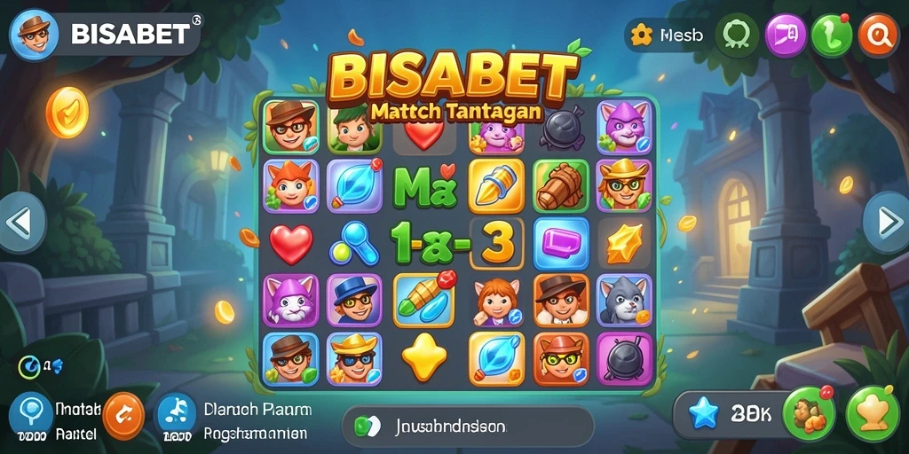 Tangkapan layar gameplay BISABET dengan permata yang sedang dicocokkan.
