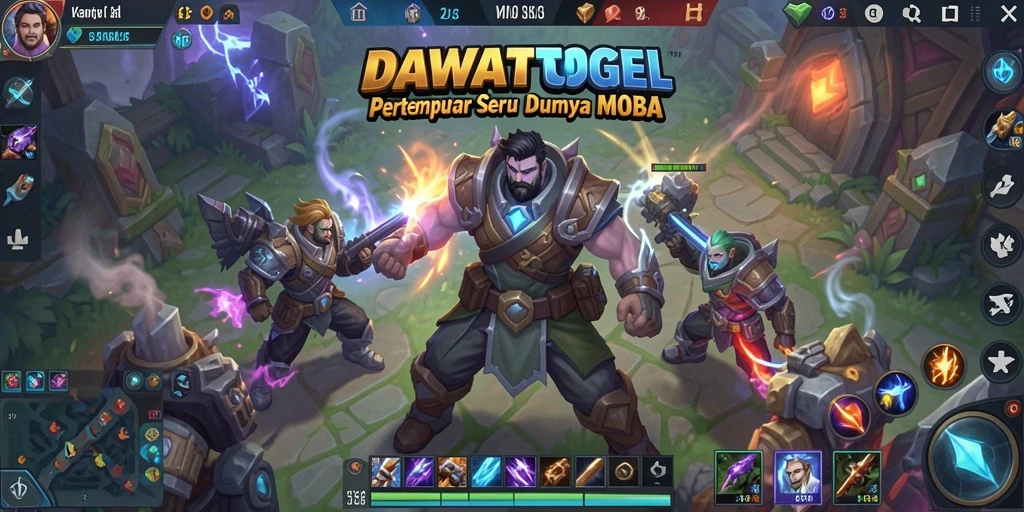 Tangkapan layar gameplay DAWATOGEL menampilkan pertarungan seru antara tim.