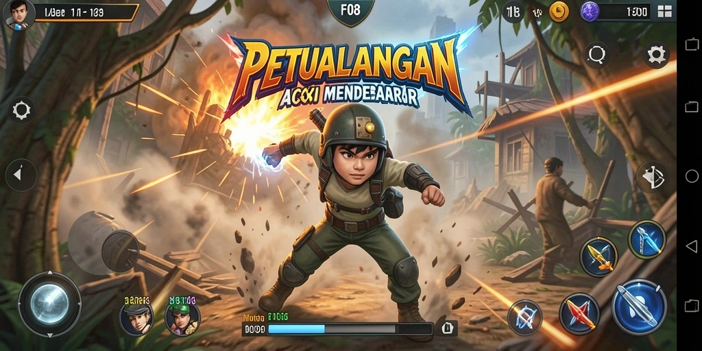 Tangkapan layar utama F08 menampilkan aksi seru dalam pertempuran.