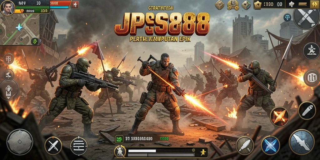 Tangkapan layar gameplay epik JPS88 dengan pertempuran yang mendebarkan.
