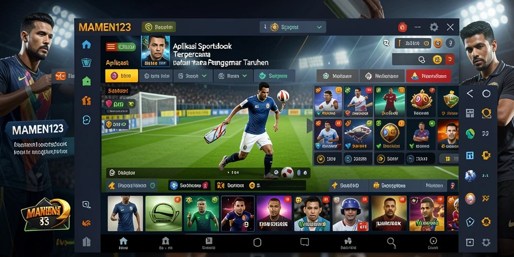 Tangkap layar utama MAMEN123 yang menunjukkan antarmuka Sportsbook yang interaktif.