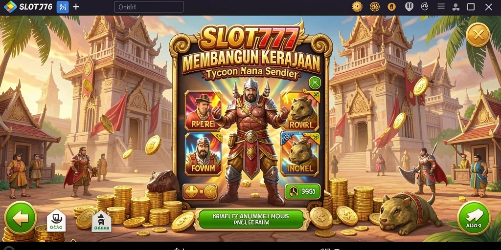 Tampilan gameplay SLOT777 yang menampilkan aksi membangun kasino.