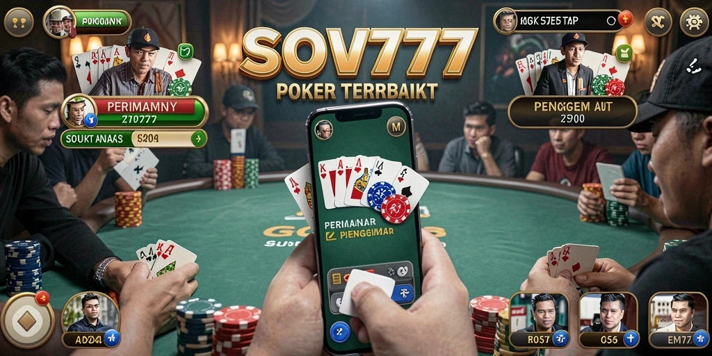 Tampilan gameplay menegangkan dalam permainan Poker SOV777.