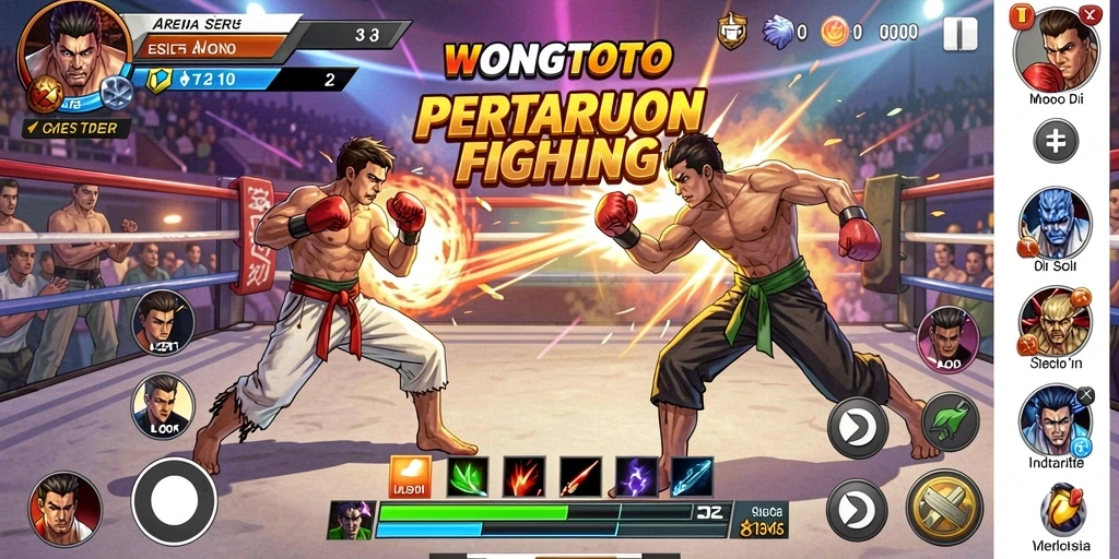 Tampilan aksi pertarungan epik dalam WONGTOTO.