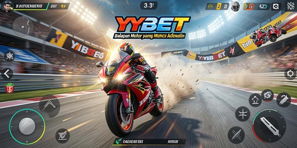 Screenshot menampilkan aksi seru balapan motor di YYBET.